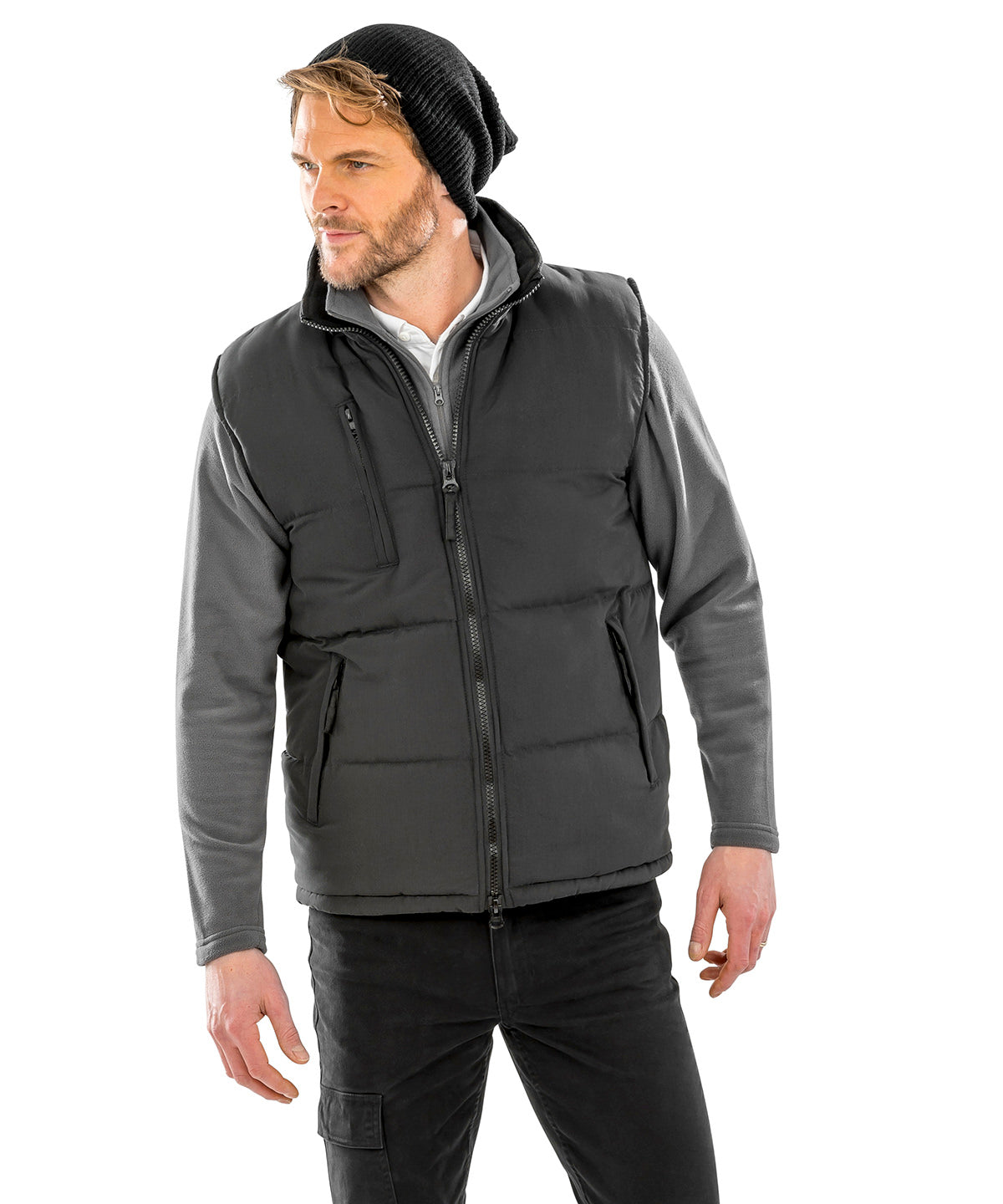 Red ultra padded bodywarmer front view