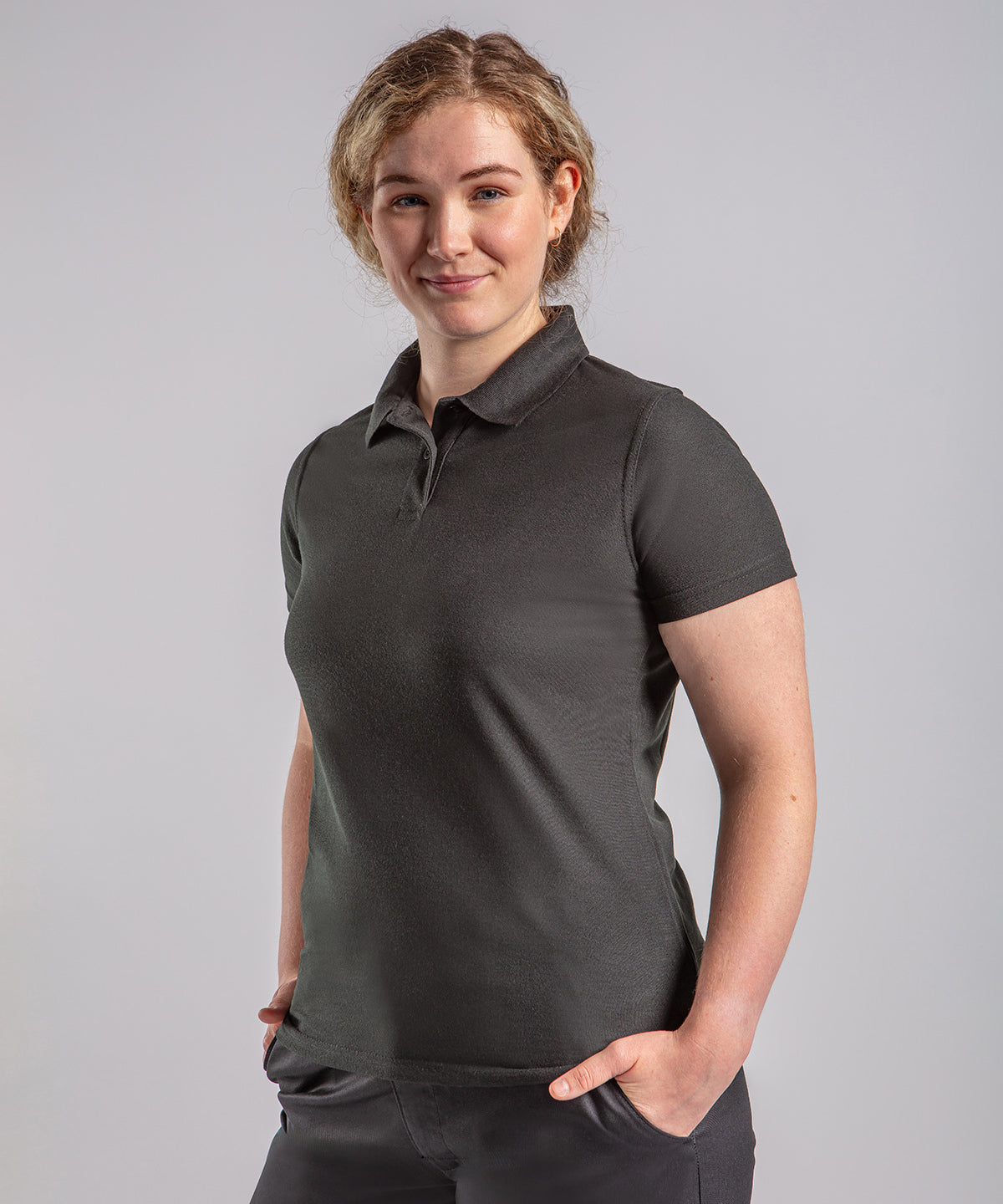 Navy Women's pro polyester polo front view