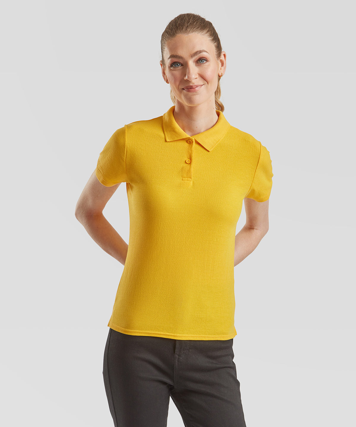 White Women's 65/35 polo front view