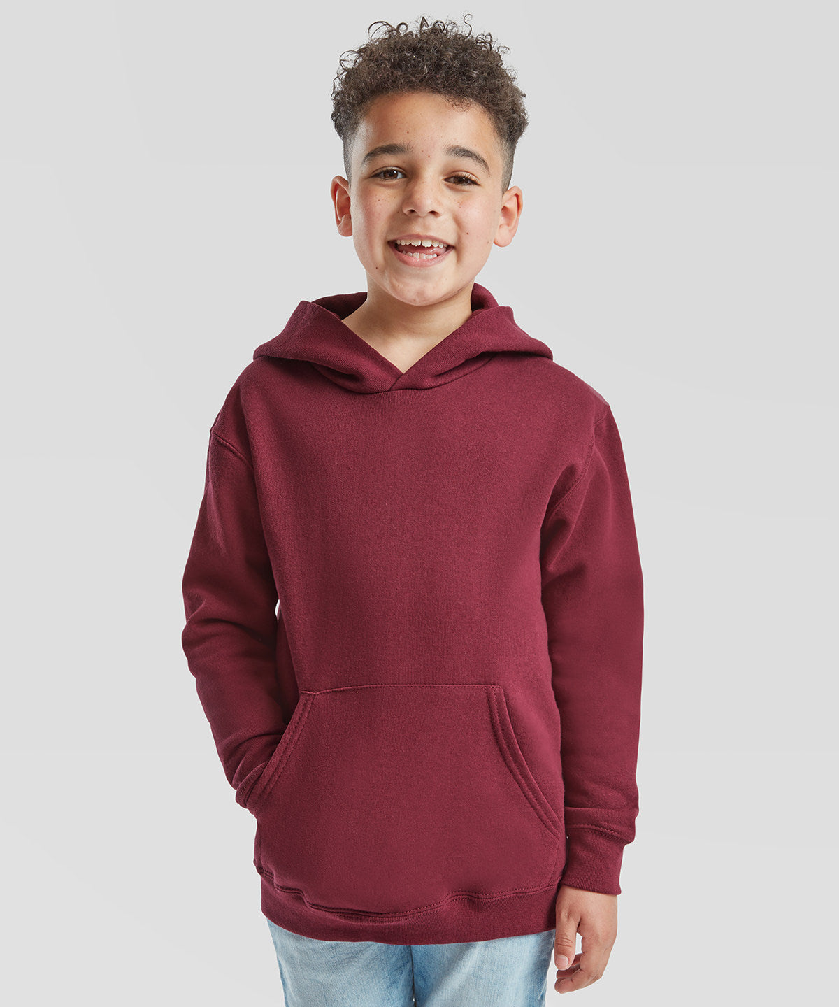 White kids classic hooded sweatshirt front view