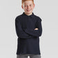 White kids long sleeve 65/35 polo front view