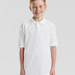 White kids 65/35 piqué polo front view