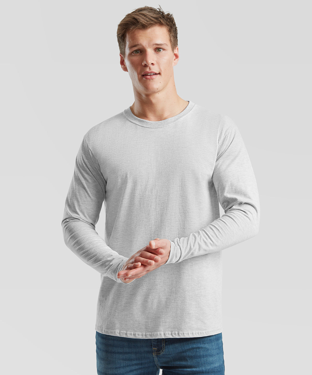 White* iconic 195 ringspun premium long sleeve t front view