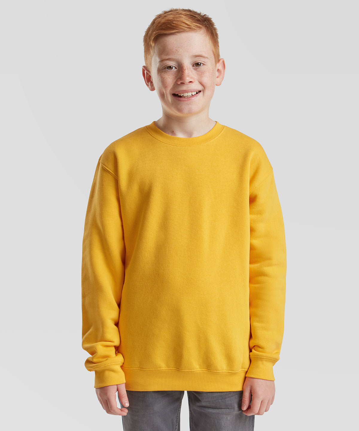 White kids premium set-in sweatshirt front view