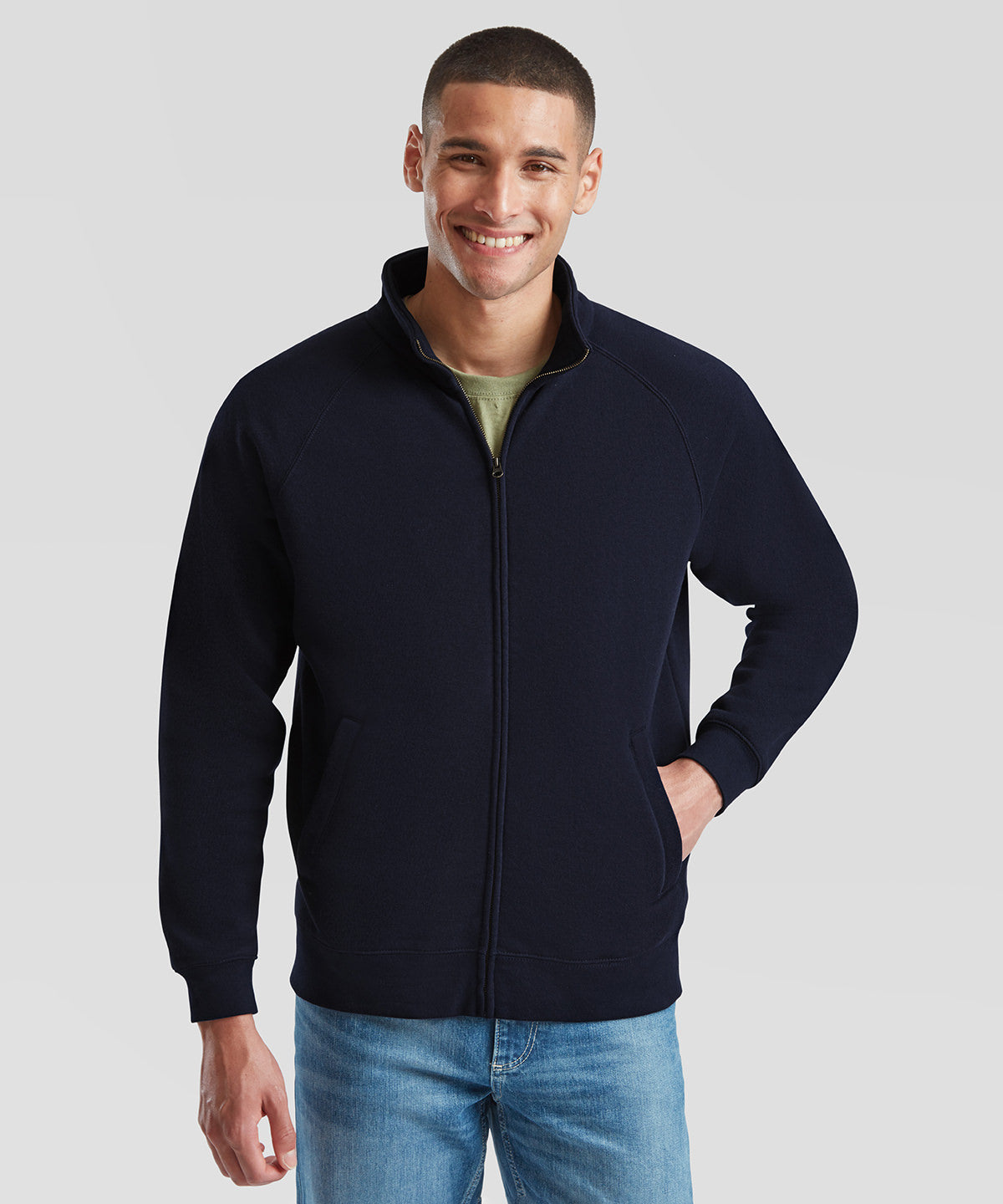 Deep Navy premium 70/30sweatshirt jacket front view