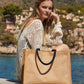 Navy/Navy jute classic shopper front view