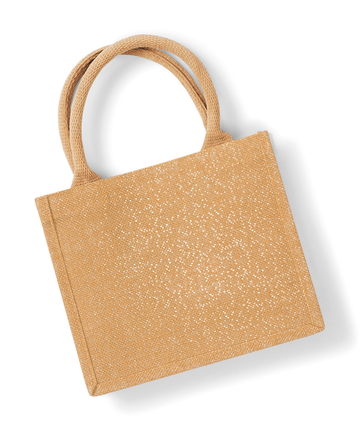 Natural Gold shimmer jute mini gift bag front view