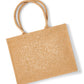 Natural Gold shimmer jute shopper front view