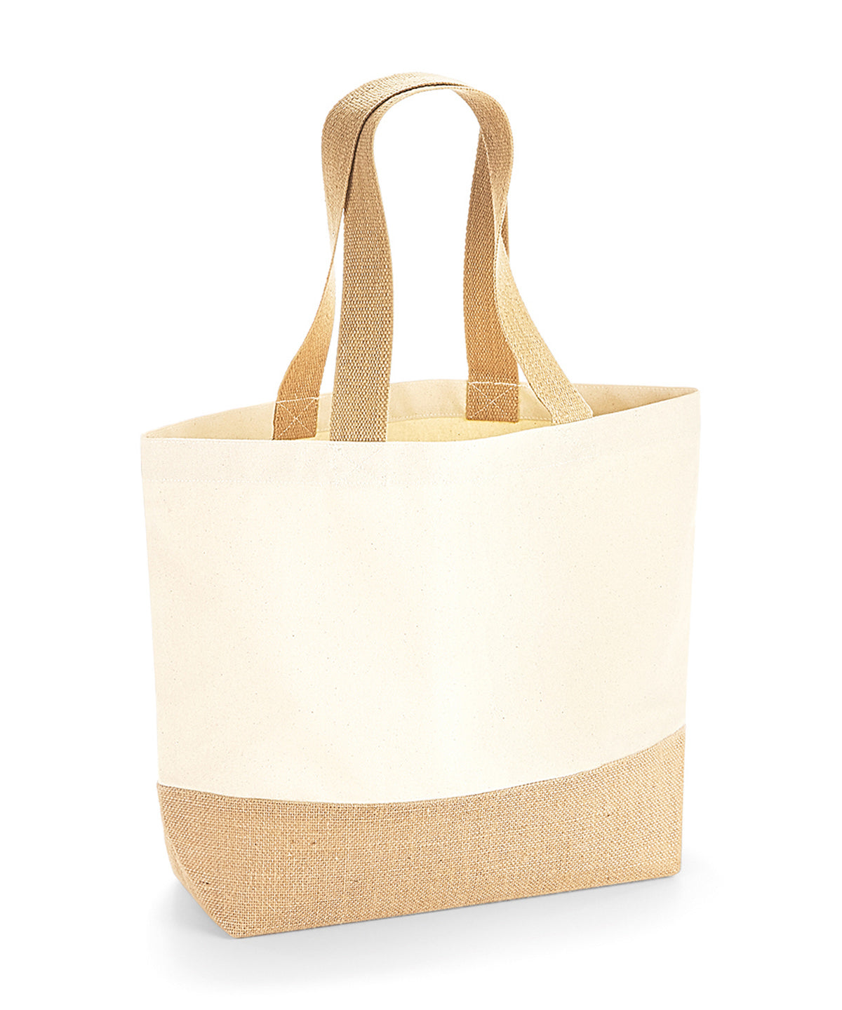 Natural jute base canvas tote front view