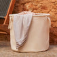 Natural heavy canvas storage trug front view